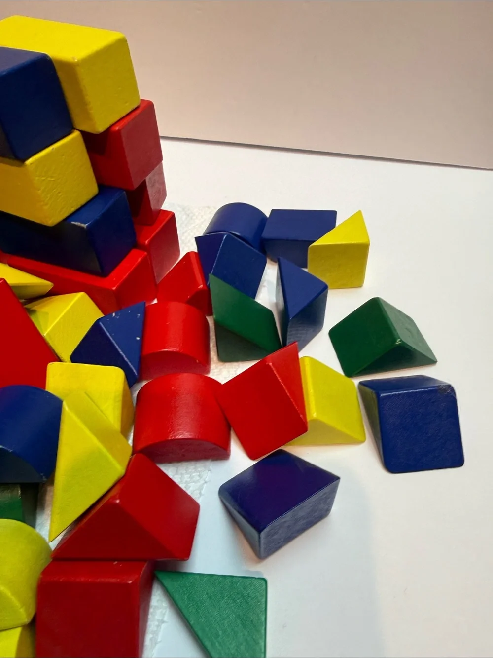 Set of over 100 Multi-Color Wooden Building Blocks